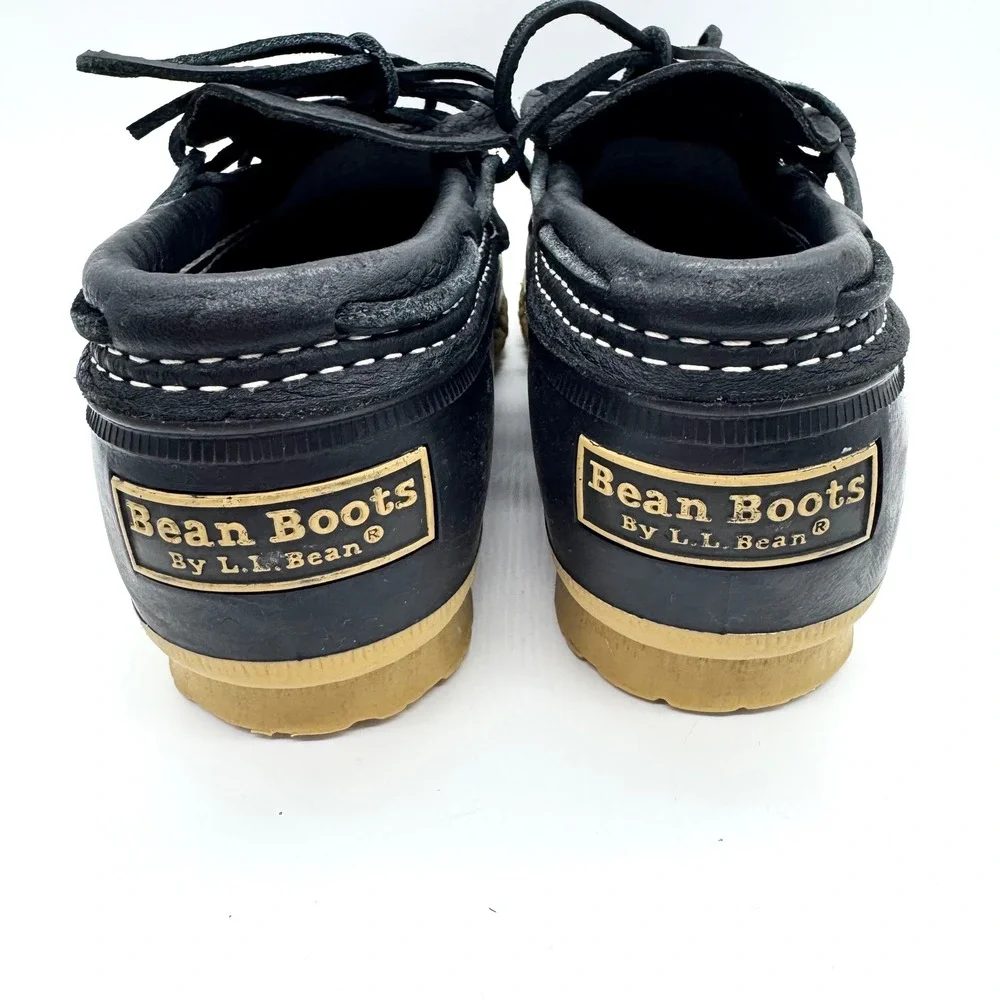 L.L.Bean Rubber Moc Low Bean Boots Made in USA Black Size 7 Classic Fisherman